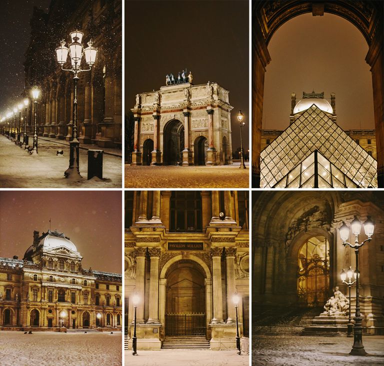 Beautiful photos of snow at the Louvre in Paris