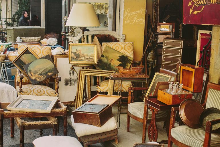 Antique shopping at the Marché aux Puces de Saint-Ouen in Paris, Europe's largest flea market