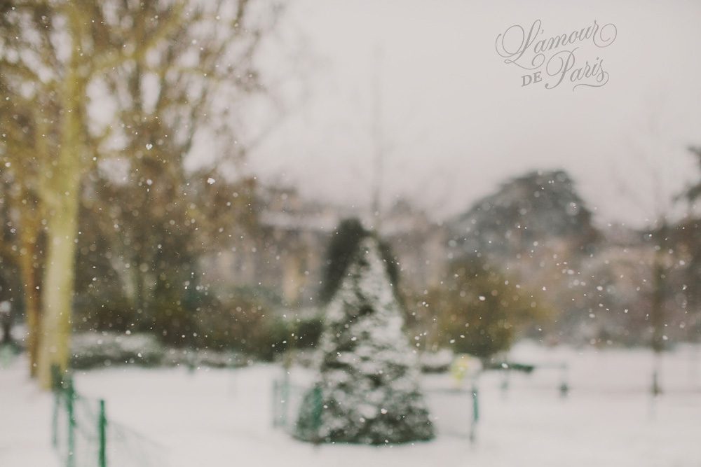 Beautiful photographs of Paris covered in snow in the winter, taken by France wedding and portrait photographer Stacy Reeves for travel planning blog L'Amour de Paris