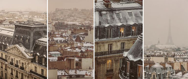 Beautiful photographs of Paris covered in snow in the winter, taken by France wedding and portrait photographer Stacy Reeves for travel planning blog L'Amour de Paris