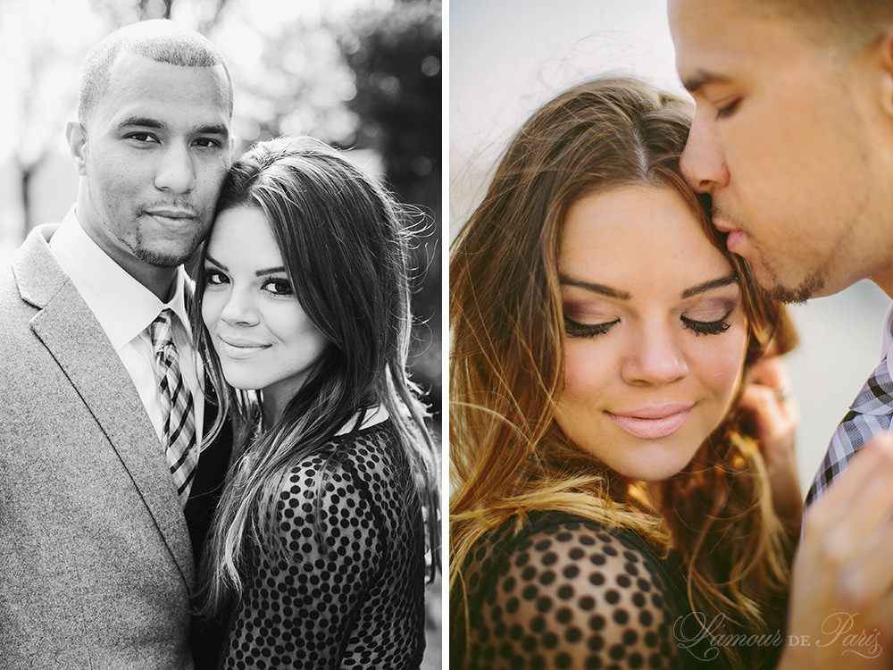 Portrait photo session of Claire and Jason Anderson around the Champ de Mars and the Eiffel Tower by Paris wedding and portrait photographer Stacy Reeves for travel planning blog L'Amour de Paris