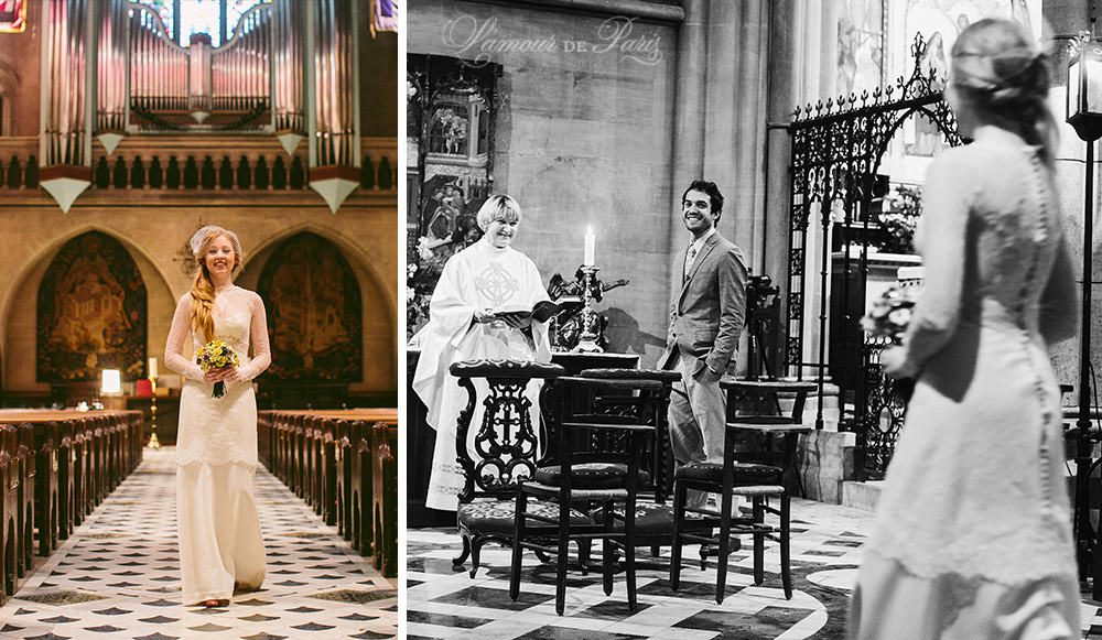 Photographs of an elopement ceremony at the American Cathedral in Paris by Paris wedding photographer Stacy Reeves for portrait photo studio and vacation planning blog L'Amour de Paris.
