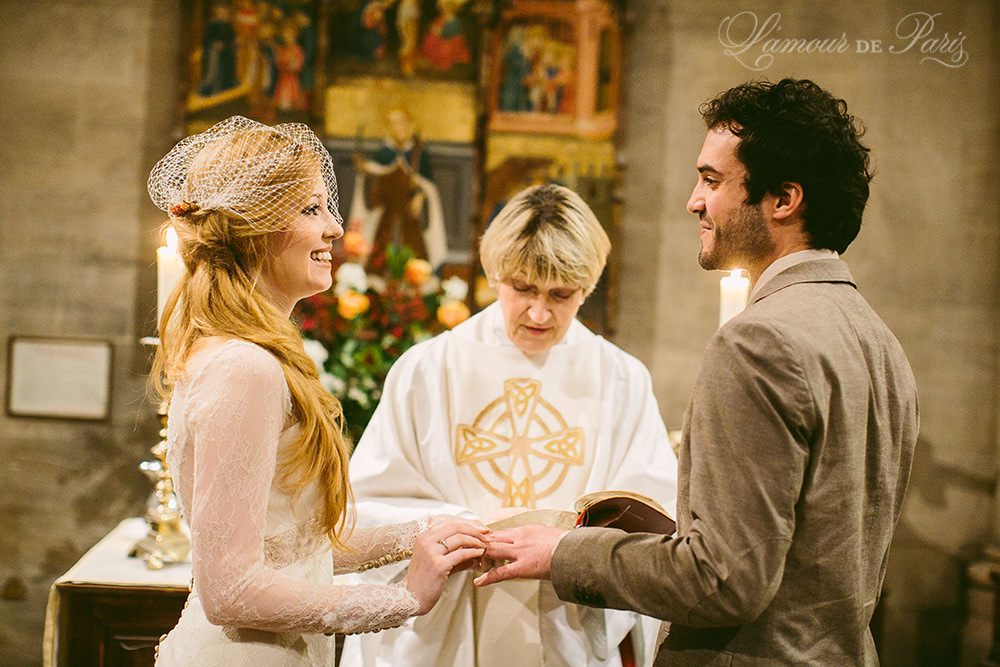 Photographs of an elopement ceremony at the American Cathedral in Paris by Paris wedding photographer Stacy Reeves for portrait photo studio and vacation planning blog L'Amour de Paris.