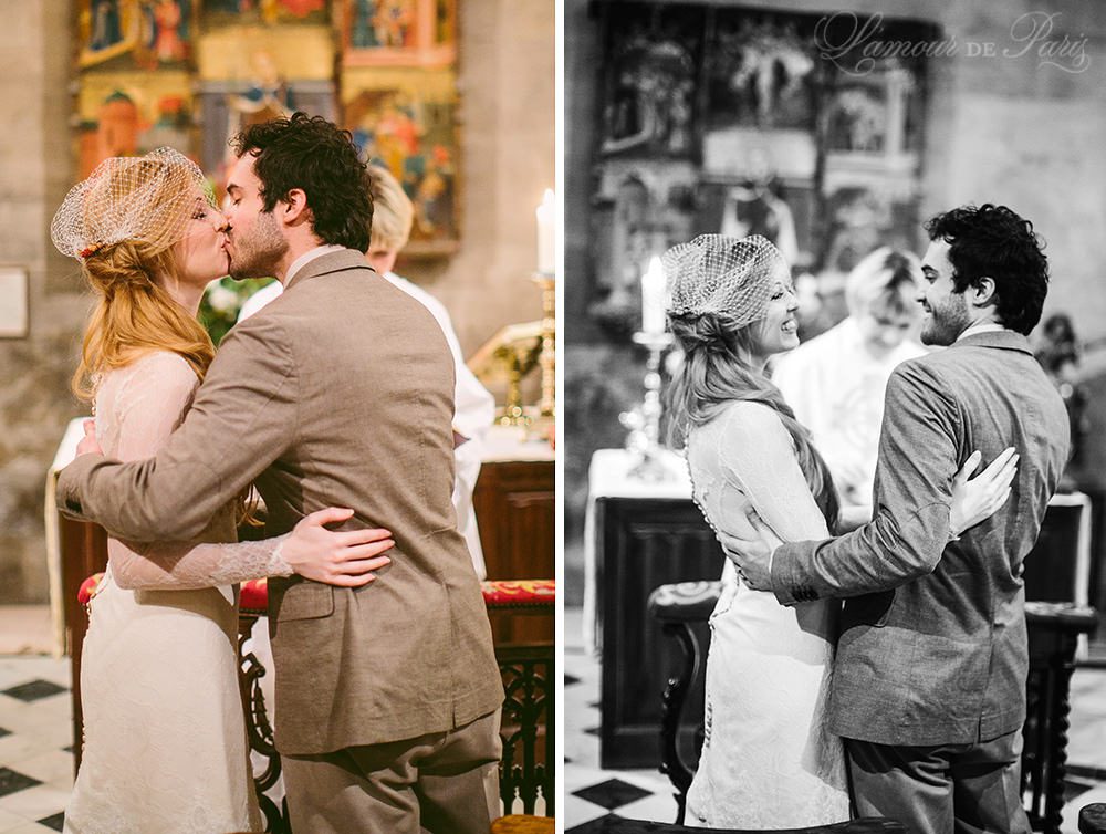 Photographs of an elopement ceremony at the American Cathedral in Paris by Paris wedding photographer Stacy Reeves for portrait photo studio and vacation planning blog L'Amour de Paris.