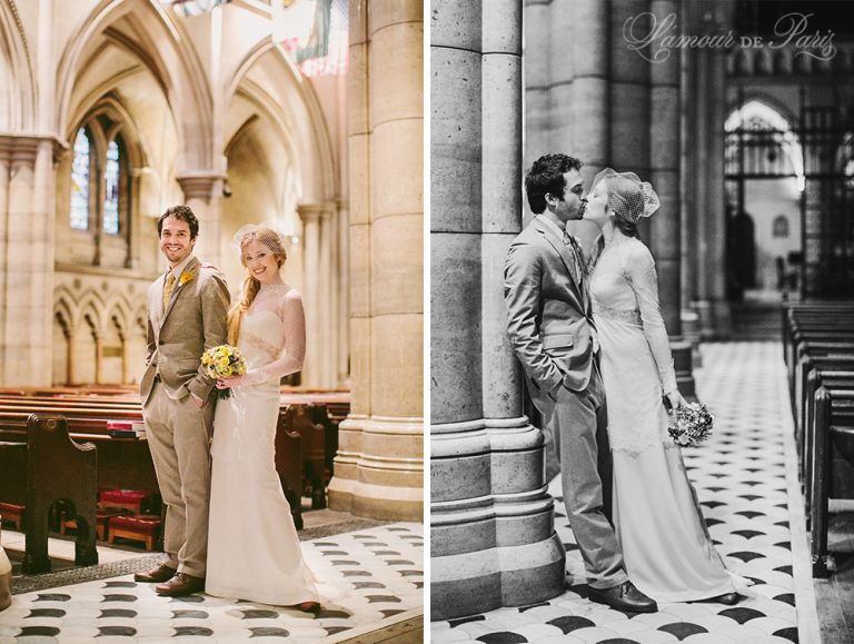 Photographs of an elopement ceremony at the American Cathedral in Paris by Paris wedding photographer Stacy Reeves for portrait photo studio and vacation planning blog L'Amour de Paris.