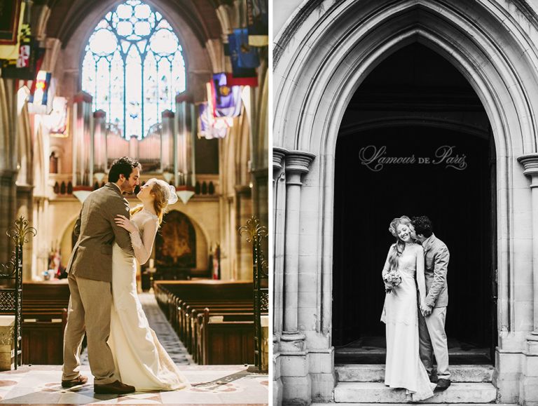 Photographs of an elopement ceremony at the American Cathedral in Paris by Paris wedding photographer Stacy Reeves for portrait photo studio and vacation planning blog L'Amour de Paris.