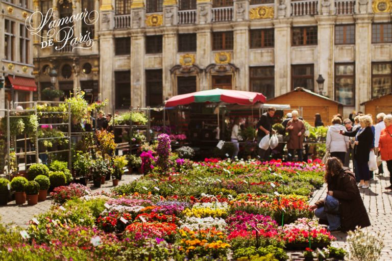 Flower market on the Grand Place in Brussels, Belgium