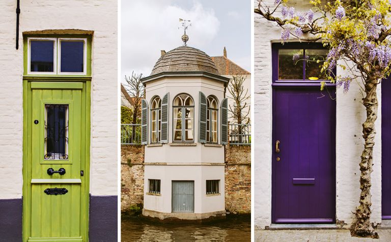 Colorful doors in Brugge or Bruges, Belgium