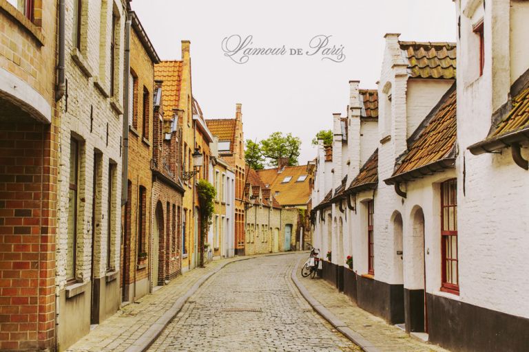 Alley road in Brugge or Bruges, Belgium