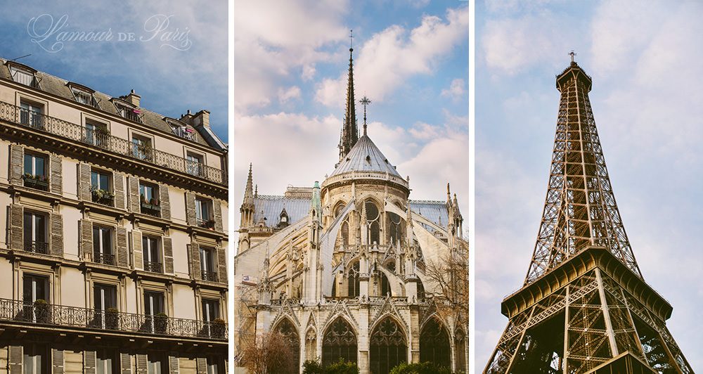 Paris architecture against a blue sky