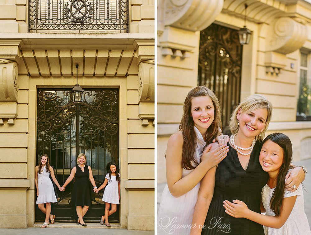 Family portrait session in front of the Eiffel Tower by Paris wedding photographer Stacy Reeves for travel planning blog L'Amour de Paris
