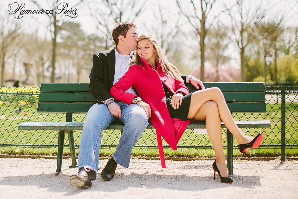 Romantic portraits at the Eiffel Tower in Paris by wedding photographer Stacy Reeves