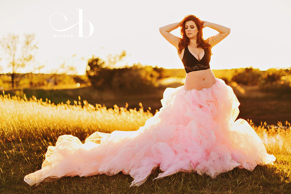 Pink tulle skirt fantasy boudoir session
