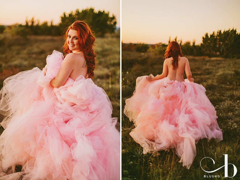 Pink tulle skirt fantasy boudoir session