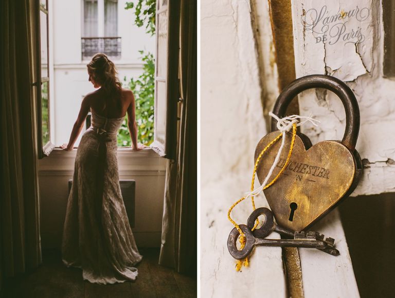 Paris elopement wedding ceremony at the Eiffel Tower, portrait photography at the Pont Alexandre III, Notre Dame de Paris, Pont des Arts love lock bridge, and a first dance and cake cutting at the Louvre at night. Photography by Stacy Reeves for destination wedding blog Lamour de Paris.