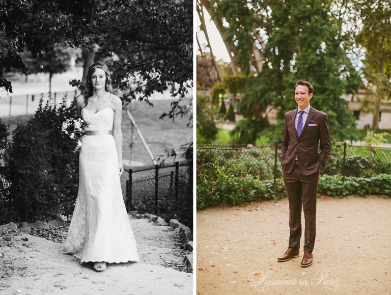 Paris elopement wedding ceremony at the Eiffel Tower, portrait photography at the Pont Alexandre III, Notre Dame de Paris, Pont des Arts love lock bridge, and a first dance and cake cutting at the Louvre at night. Photography by Stacy Reeves for destination wedding blog Lamour de Paris.