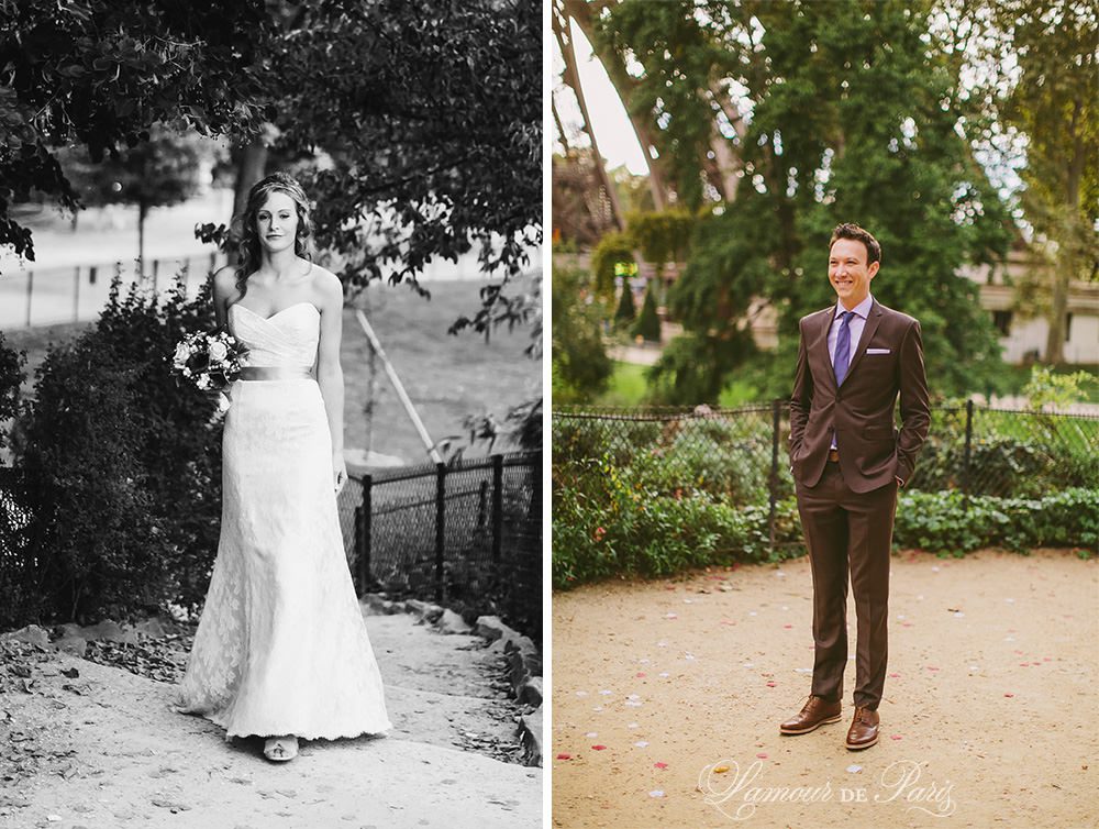 Paris elopement wedding ceremony at the Eiffel Tower, portrait photography at the Pont Alexandre III, Notre Dame de Paris, Pont des Arts love lock bridge, and a first dance and cake cutting at the Louvre at night. Photography by Stacy Reeves for destination wedding blog Lamour de Paris.