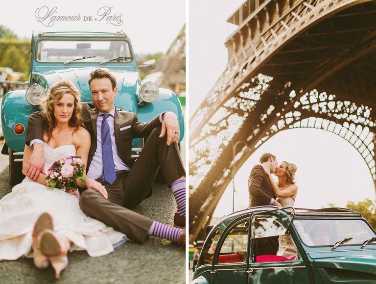 Paris elopement wedding ceremony at the Eiffel Tower, portrait photography at the Pont Alexandre III, Notre Dame de Paris, Pont des Arts love lock bridge, and a first dance and cake cutting at the Louvre at night. Photography by Stacy Reeves for destination wedding blog Lamour de Paris.