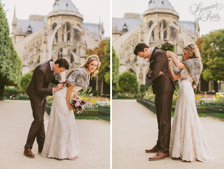 Paris elopement wedding ceremony at the Eiffel Tower, portrait photography at the Pont Alexandre III, Notre Dame de Paris, Pont des Arts love lock bridge, and a first dance and cake cutting at the Louvre at night. Photography by Stacy Reeves for destination wedding blog Lamour de Paris.