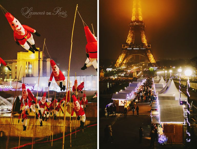 Paris Christmas Market in front of the Eiffel Tower