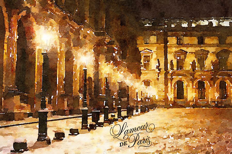 Paris Watercolor art of the Louvre