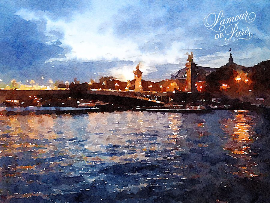 Paris Watercolor art of the River Seine