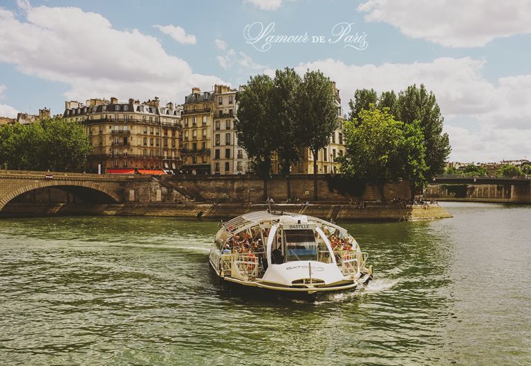 House boats on the Seine River in Paris