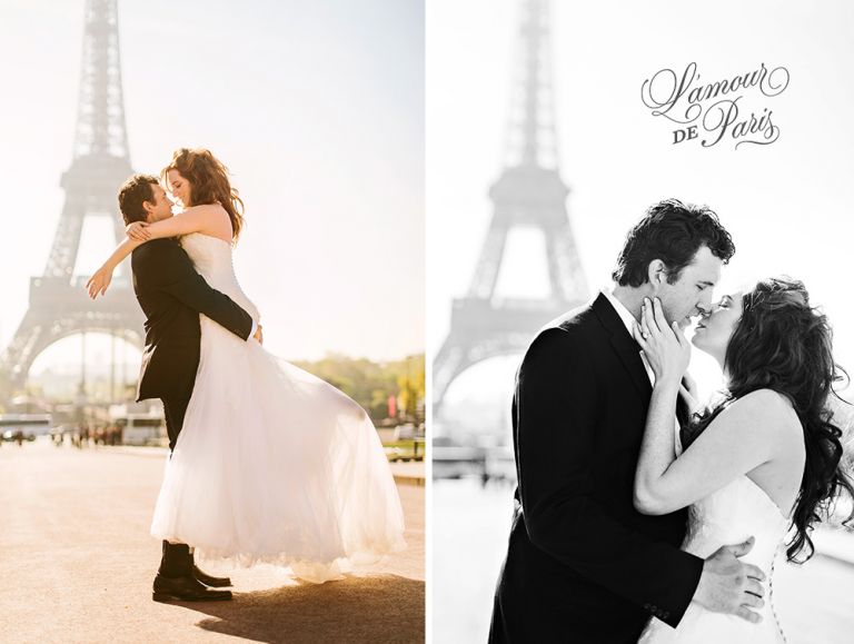 Eiffel Tower bride and groom portrait session in Paris