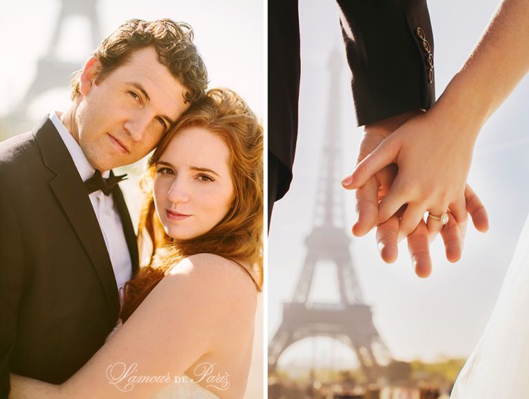 Eiffel Tower bride and groom portrait session in Paris