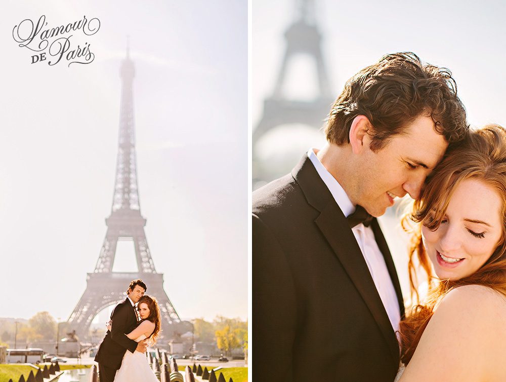 Eiffel Tower bride and groom portrait session in Paris