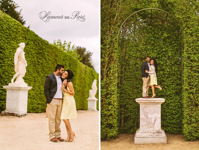 Surprise proposal at Versailles in Paris