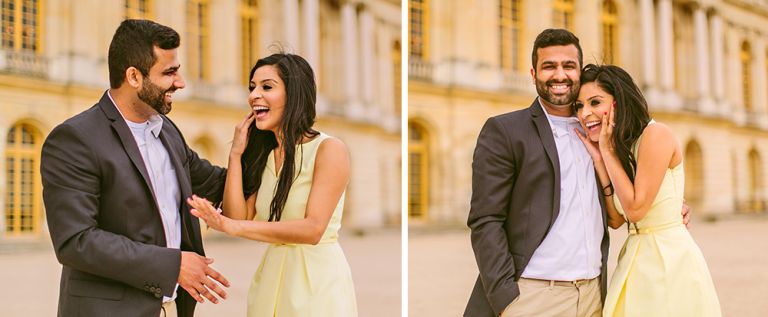 Surprise proposal at Versailles in Paris