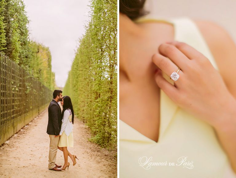 Surprise proposal at Versailles in Paris