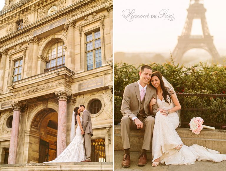 Beautiful Paris elopement wedding at the Eiffel Tower and the Louvre by Stacy Reeves for Lamour de Paris photographers