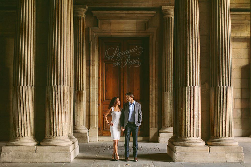 Beautiful romantic Paris portrait session at the Eiffel Tower and the Louvre