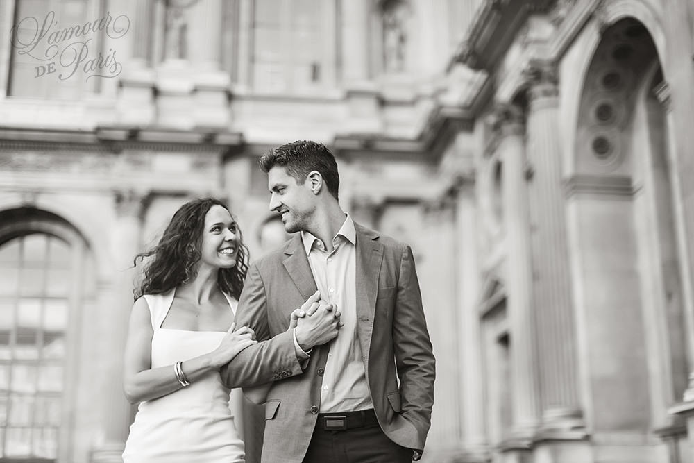 Beautiful romantic Paris portrait session at the Eiffel Tower and the Louvre