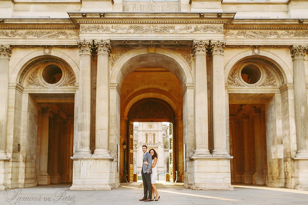 Beautiful romantic Paris portrait session at the Eiffel Tower and the Louvre