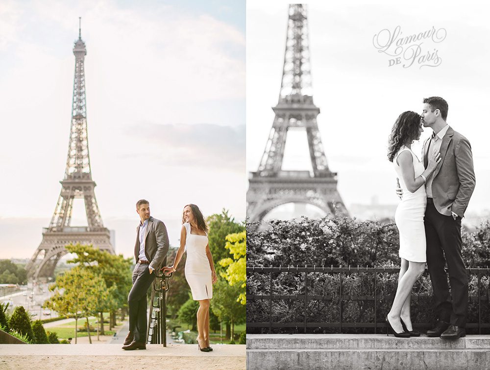 Beautiful romantic Paris portrait session at the Eiffel Tower and the Louvre