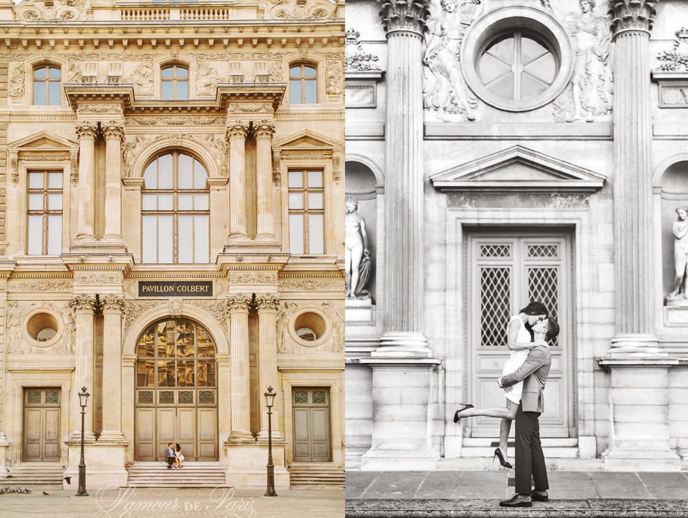 Beautiful romantic Paris portrait session at the Eiffel Tower and the Louvre