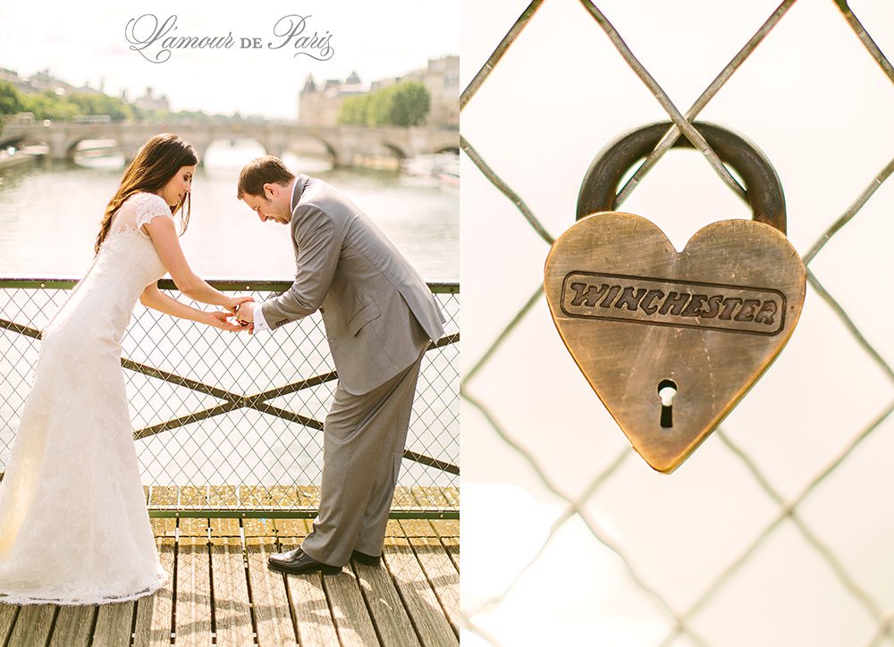 Romantic Paris elopement wedding at the Eiffel Tower, Louvre, Pont Alexandre III, and a Parisian cafe