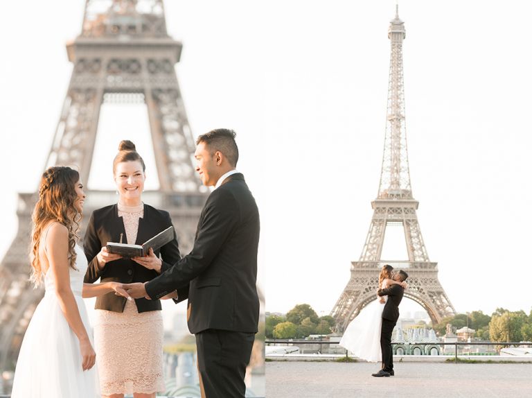 paris elopement at eiffel tower with officiant