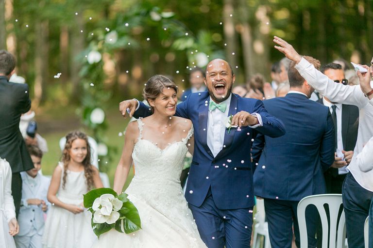 chateau st laborde loire valley wedding bride and groom celebrate