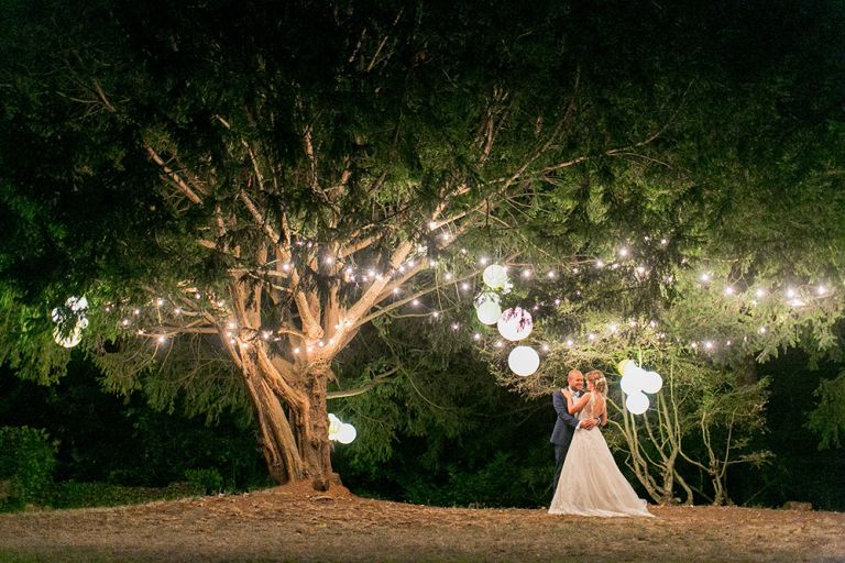 chateau st laborde loire valley wedding bride and groom dance under the trees