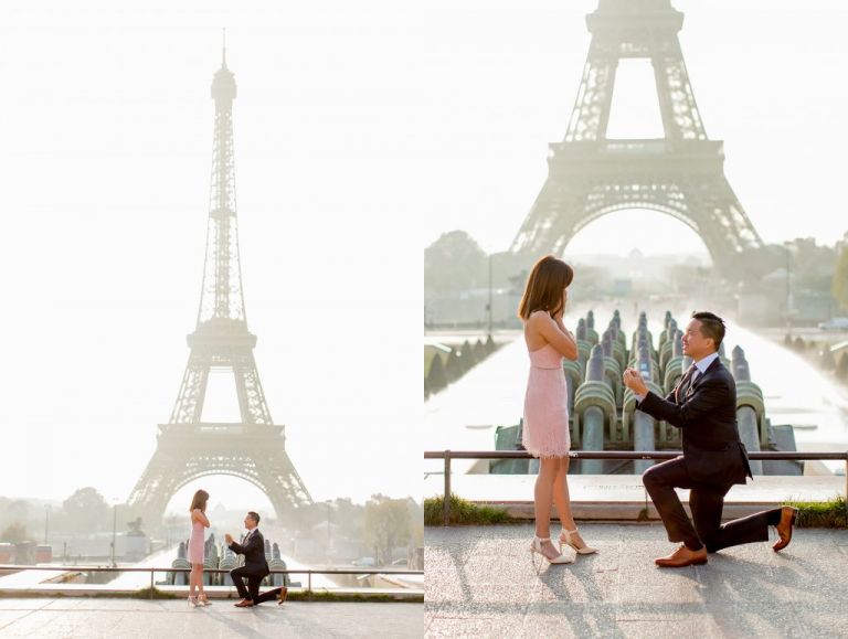 a wedding proposal by the eiffel tower in paris