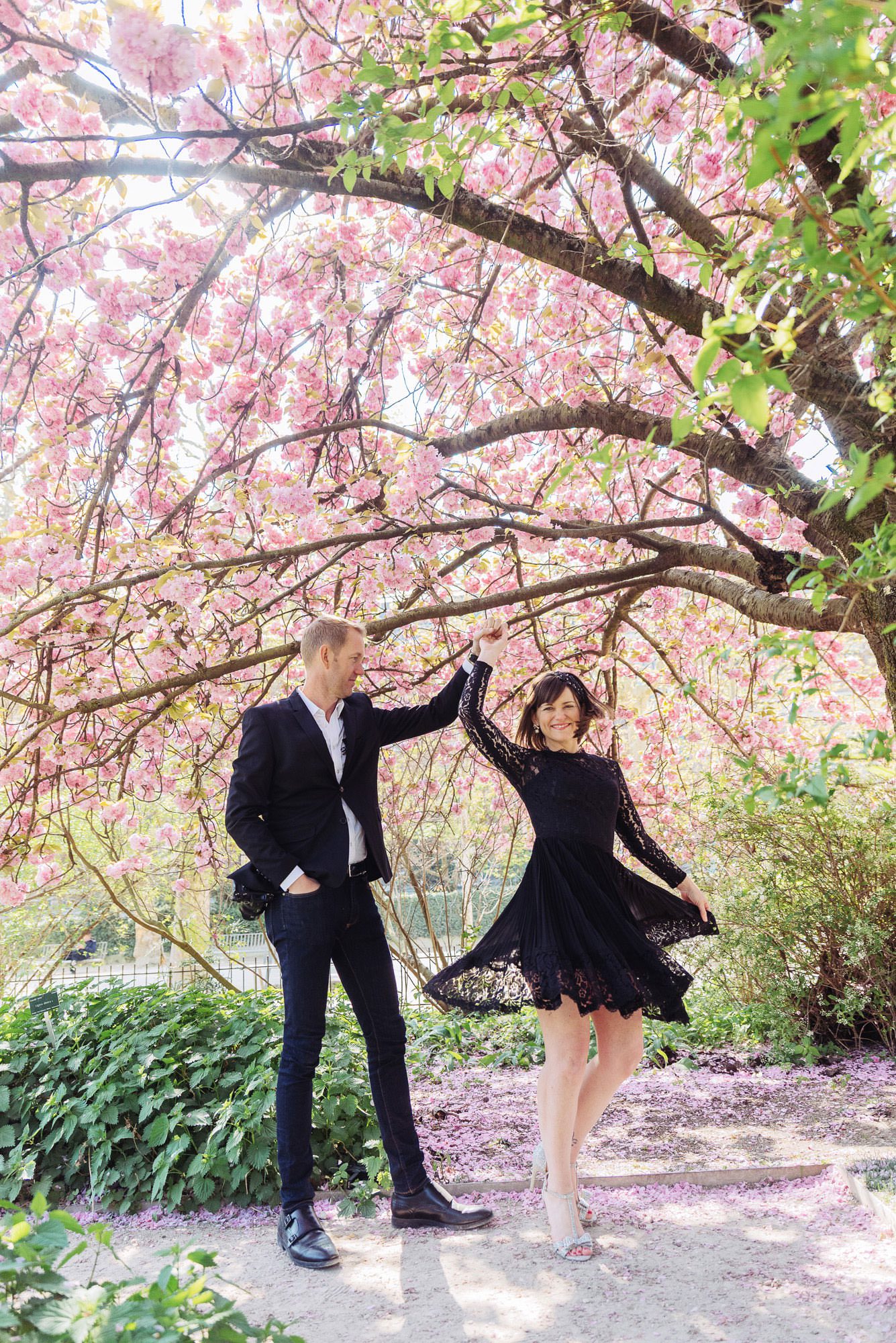 Paris Photographers with cherry blossoms