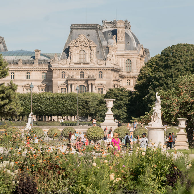 tuileries garden with louvre in background