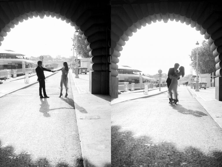 paris engagement pictures at pont alexandre