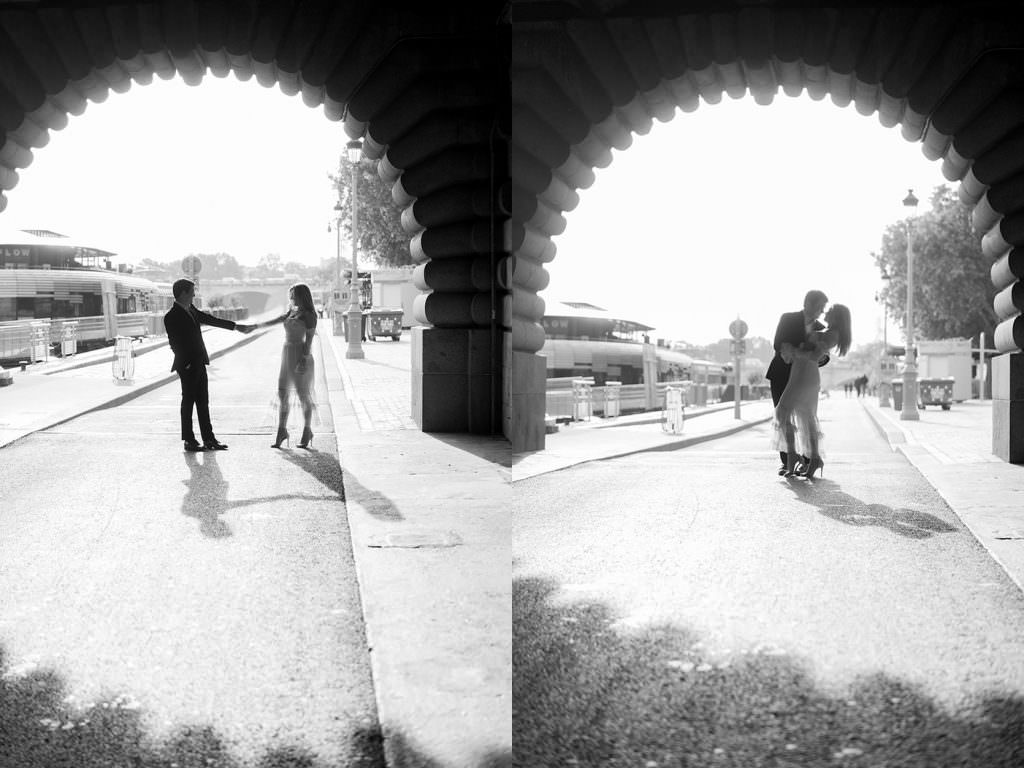 paris engagement pictures at pont alexandre