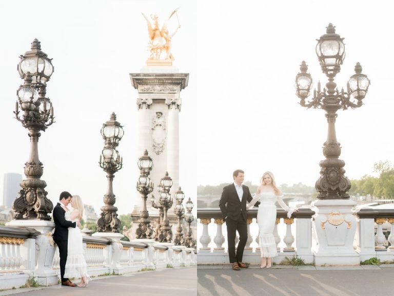 paris engagement pictures at pont alexandre III