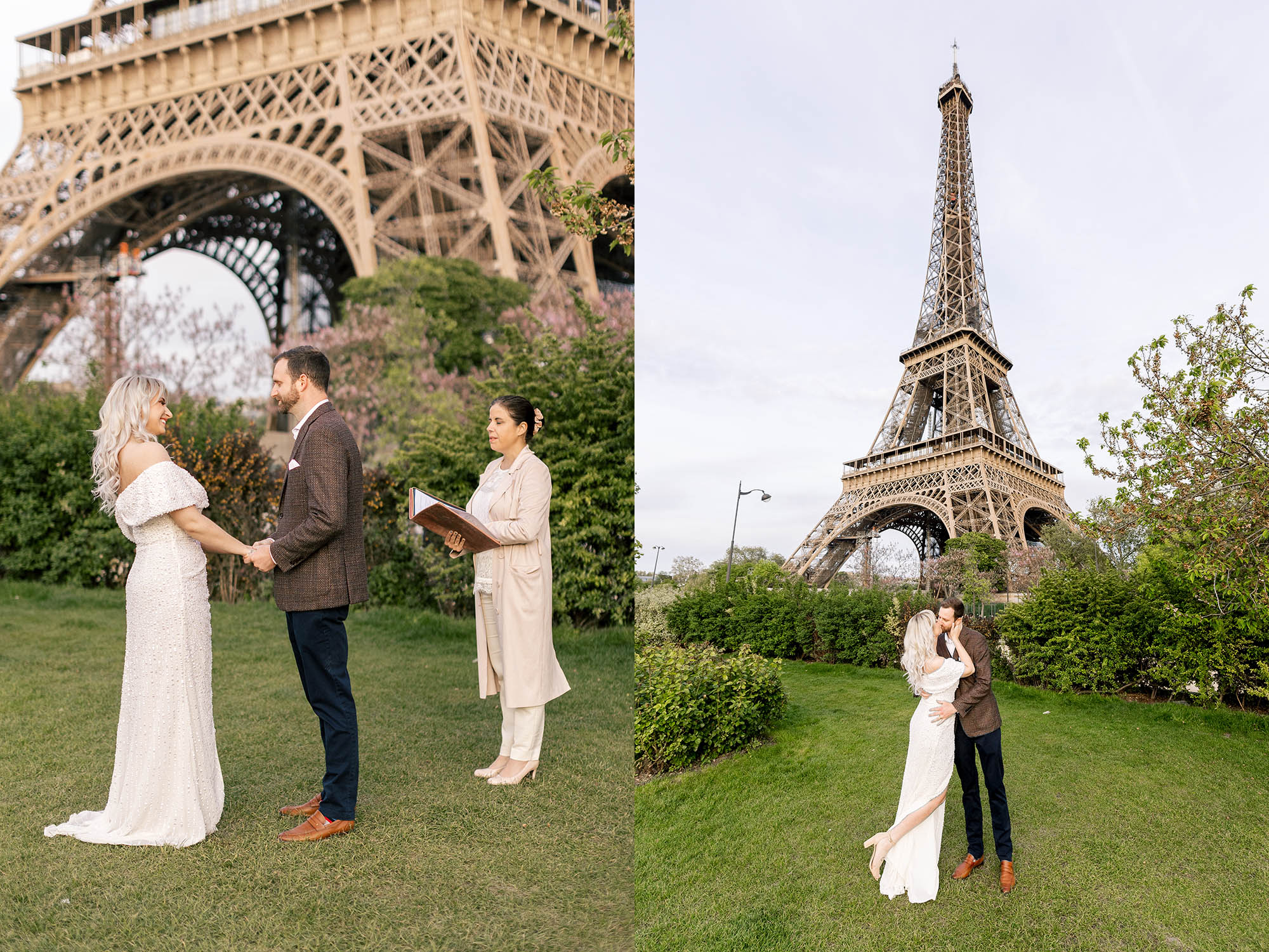 Paris Elopement sunset at Eiffel Tower